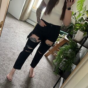 Black Distressed mom jeans
